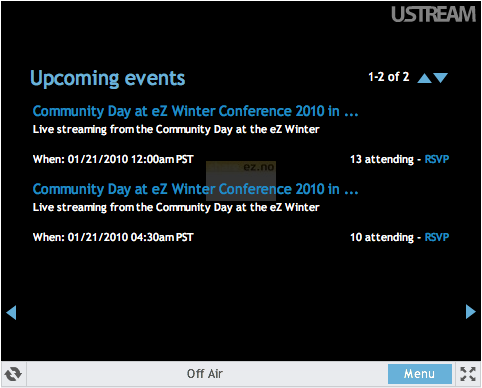 eZ Winter Conference 2010 ustream schedule